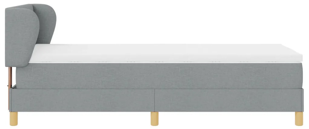Boxspring Ágy Mattal Világosszürkében, 100x200 cm Szövet