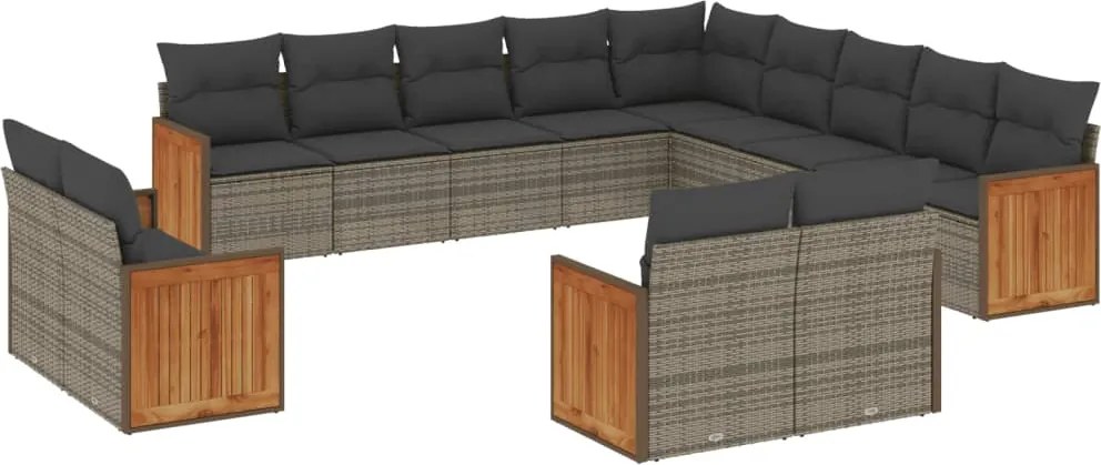 vidaXL 13 részes szürke polyrattan kerti ülőgarnitúra párnákkal