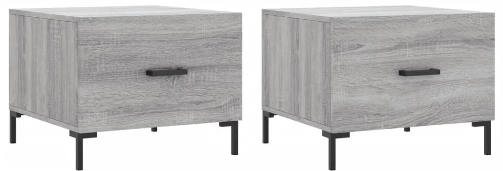 2 db szürke sonoma szerelt fa dohányzóasztal 50 x 50 x 40 cm