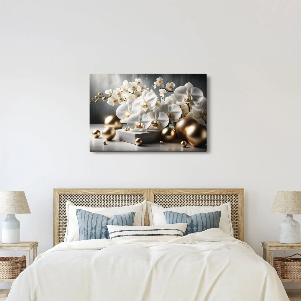 Kép - Orchidea és aranygolyók (90x60 cm)