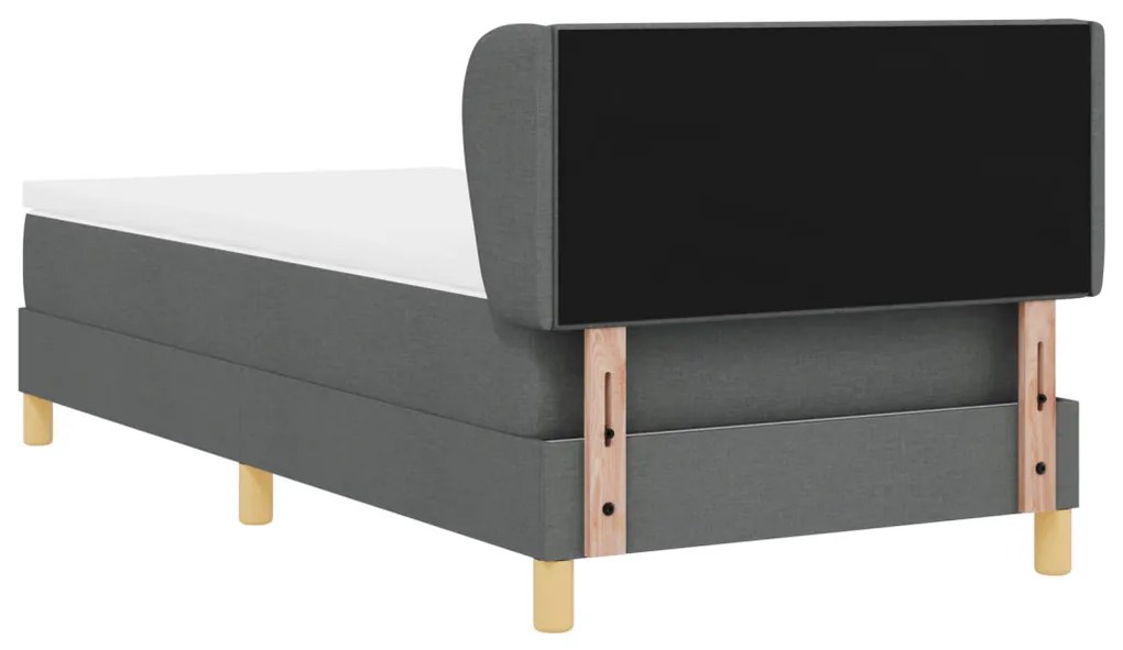 Boxspring Ágy Matraccal - Sötétszürke, 90x200 cm, Textil