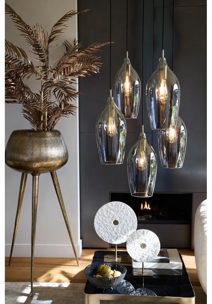 Sötétszürke-bronzszínű függőlámpa üveg búrával ø 45 cm Lukaro – Light &amp; Living