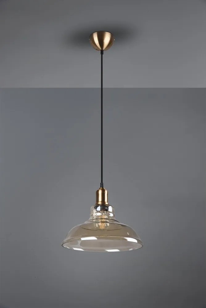 Sárgaréz színű fém függőlámpa üveg búrával ø 28 cm Aldo – Reality