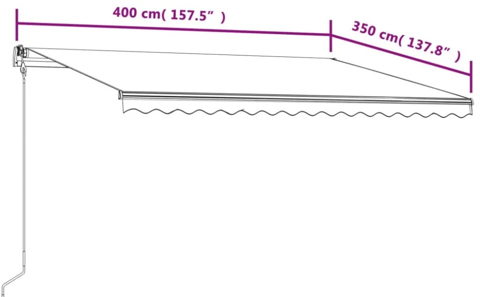 sárga és fehér automata napellenző 400 x 350 cm