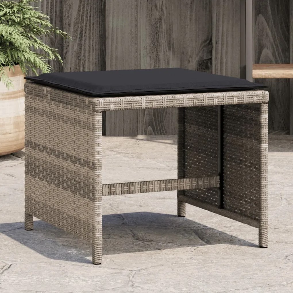 4db világosszürke polyrattan kerti szék párnával 41 x 41 x 36cm