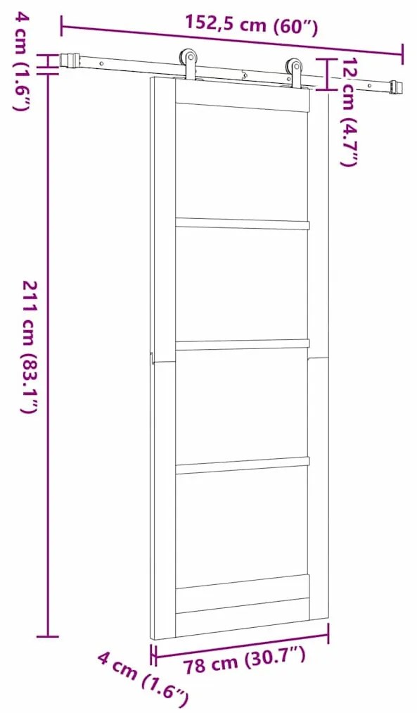 Csúszó Ajtó ORKDAL Fehér 78 x 211 cm Fa és fém