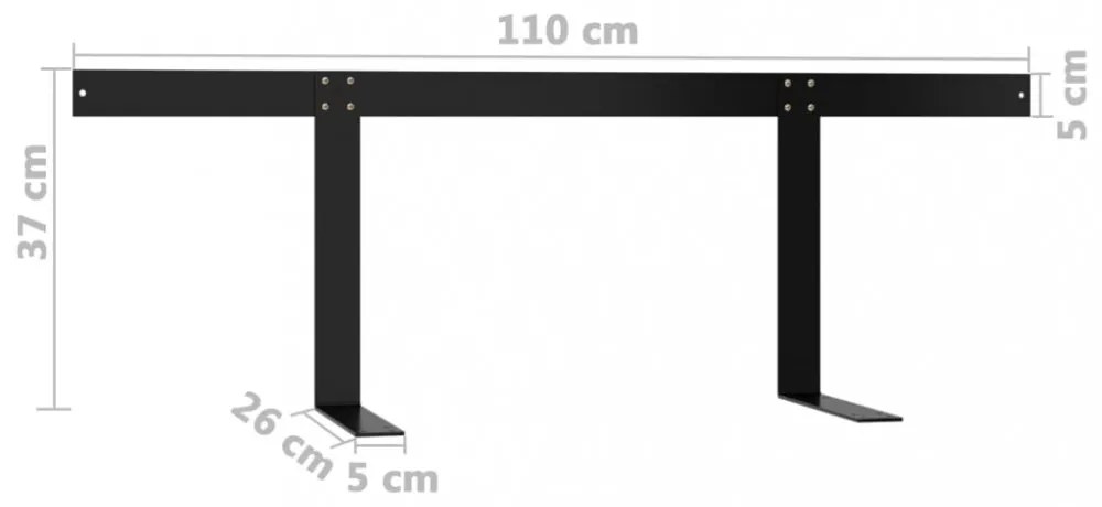fekete vas raklapkanapé-háttámla 110 cm