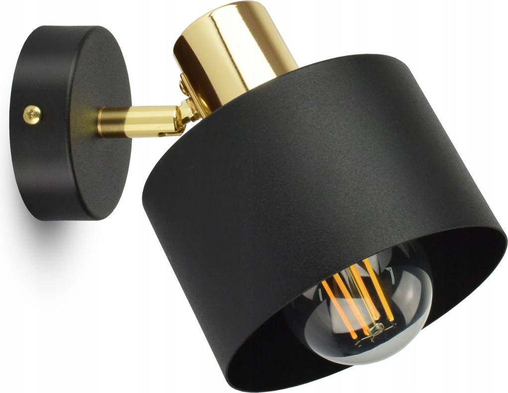 Klasszikus Fali Lámpa Spot Fekete Arany 482-K1 Led E27