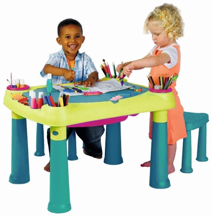 Keter Creative Play Table kreatív asztalka két  székkel , türkizkék/zöld