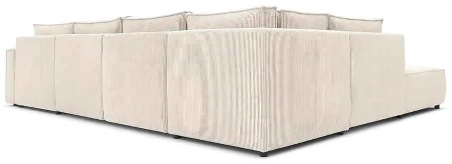 Krémszínű kordbársony sarokkanapé (bal oldali-"U" alakú) Nihad modular – Bobochic Paris