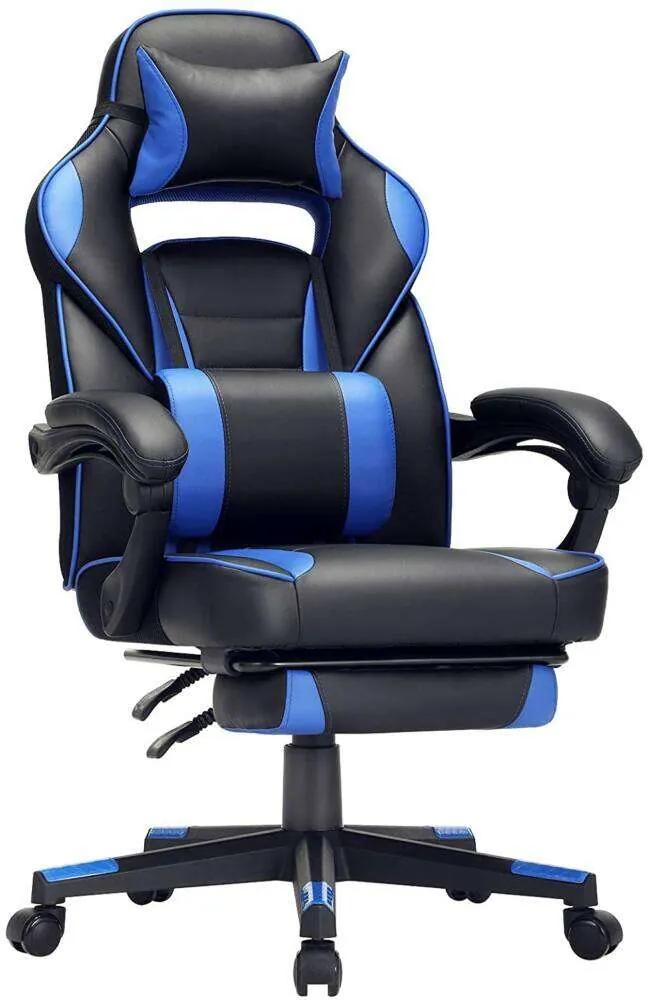Songmics ergonomikus Irodai/Gamer szék fejtámlával - fekete-kék