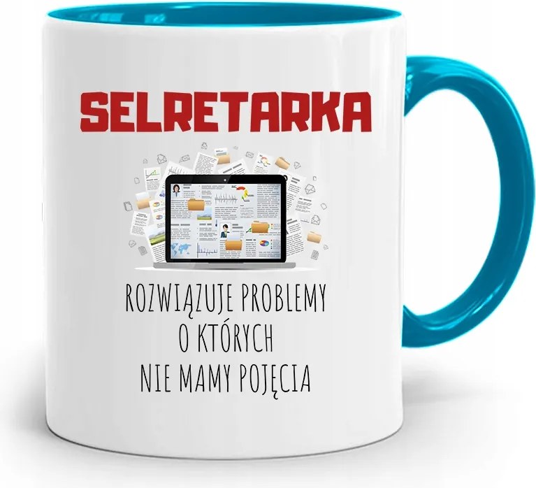 Kék Bögre Ajándék Titkárnőnek Titkárnő nyomott mintával