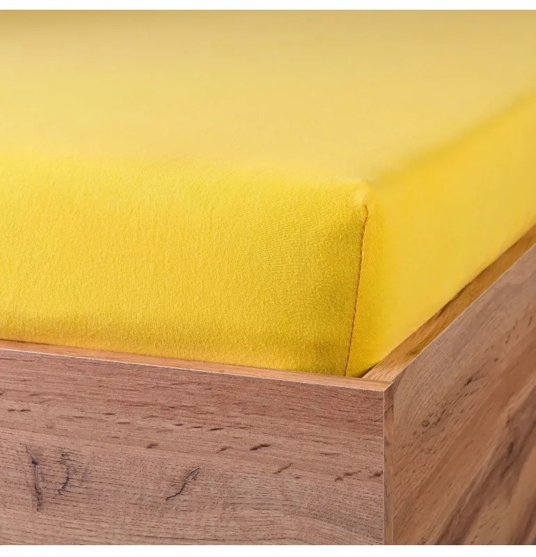 EMI sárga 100% pamutjersey gumis lepedő, 90x200-as lap