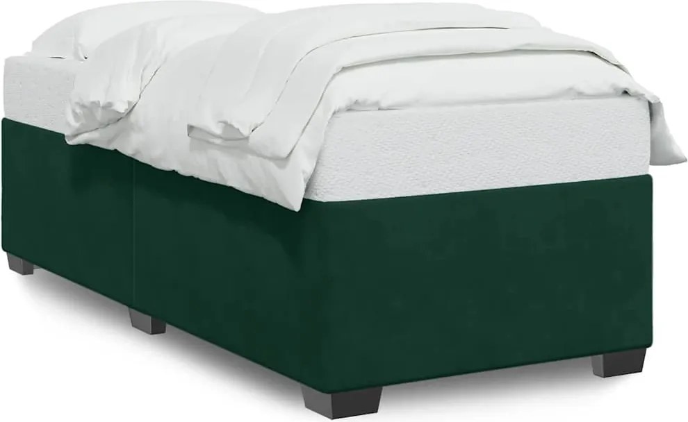 vidaXL sötétzöld bársony ágykeret matrac nélkül 90x200 cm