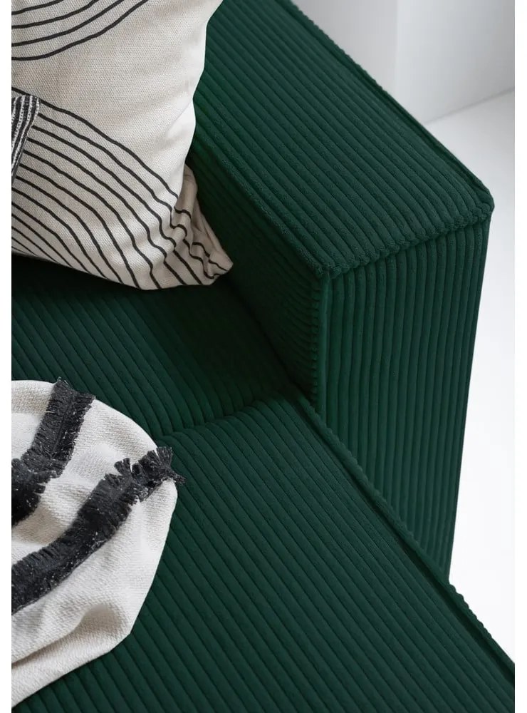 Sötétzöld kordbársony kinyitható sarokkanapé (bal oldali-U alakú) Brave Dave – Miuform