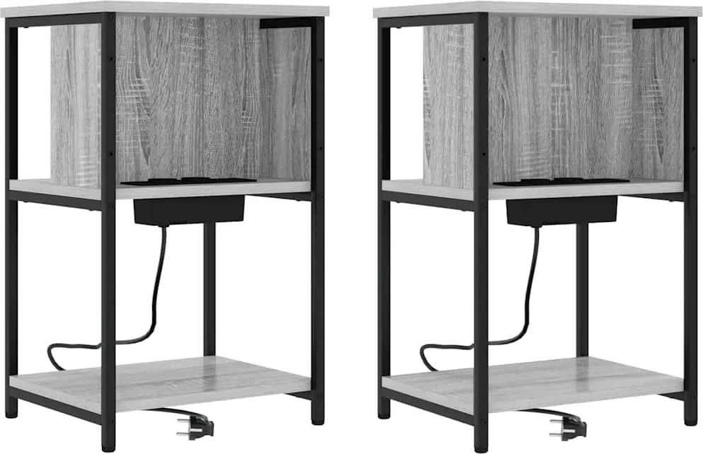 vidaXL Éjjeliszekrény 2 pcs Szürke Sonoma 38 x 31 x 61 cm Faanyag