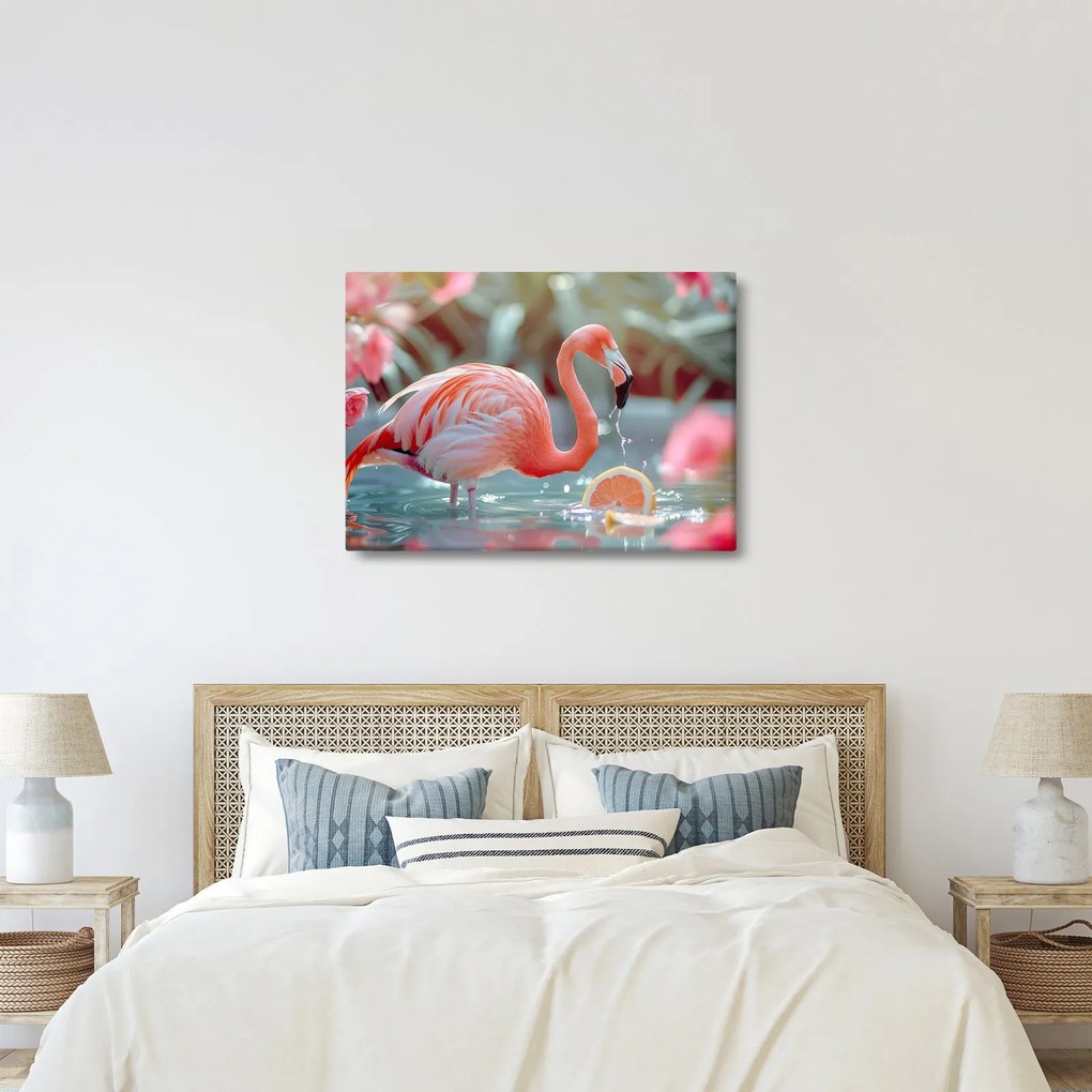 Kép - Flamingó a tóban (70x50 cm)