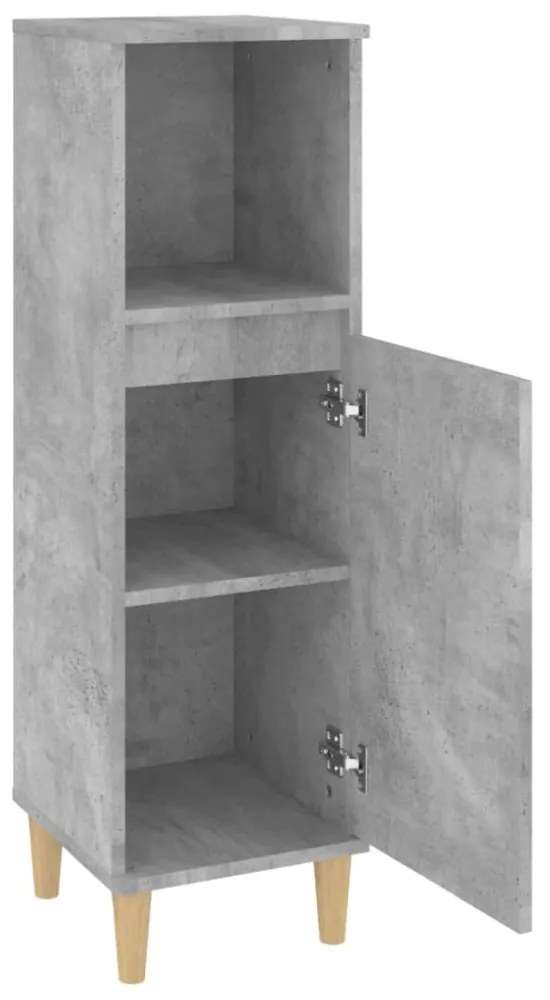 betonszürke szerelt fa fürdőszobaszekrény 30 x 30 x 100 cm