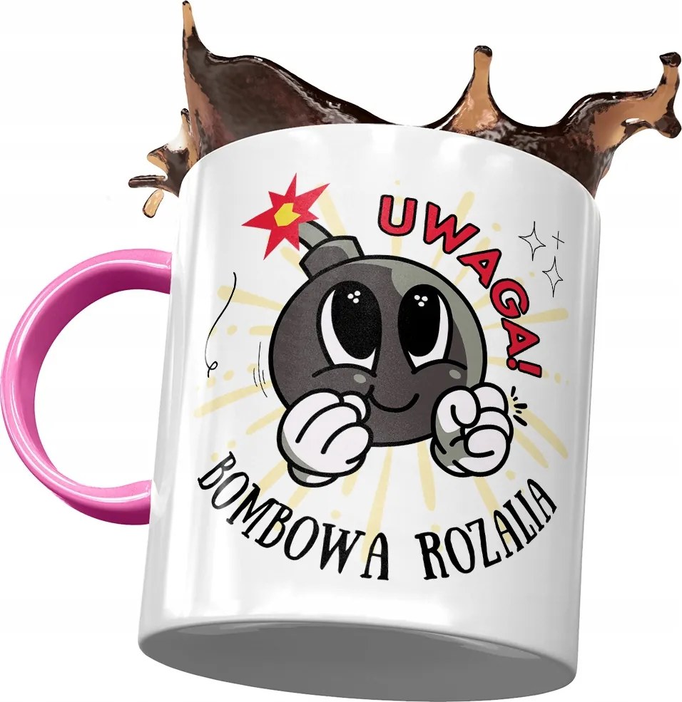 Rózsaszín Bögre Rozália Barátnőknek Ajándék Nyomtatott Fotóval