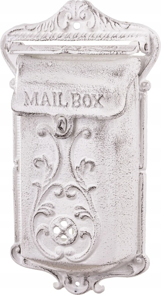 Postaláda fehér szürke dekoratív retro öntöttvas ajándék