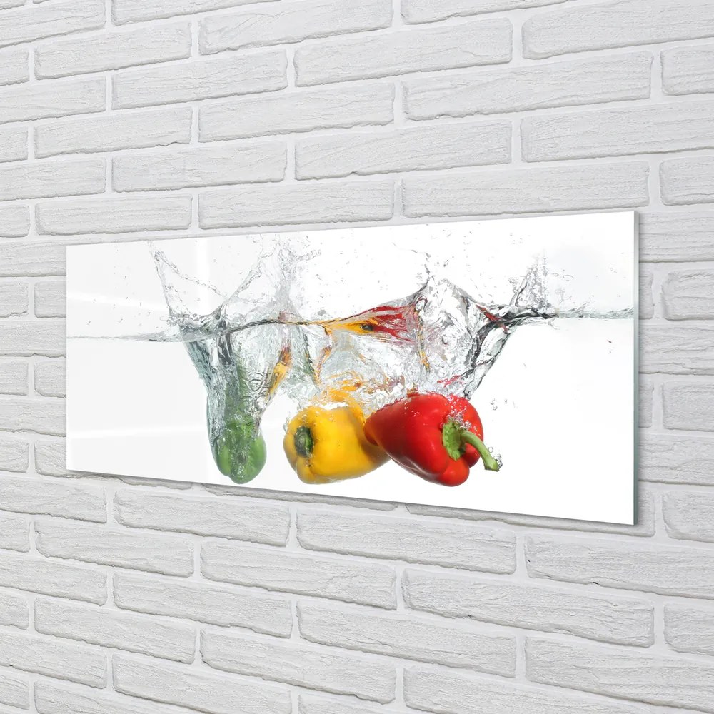Üvegképek Színes paprika vízben 120x60cm