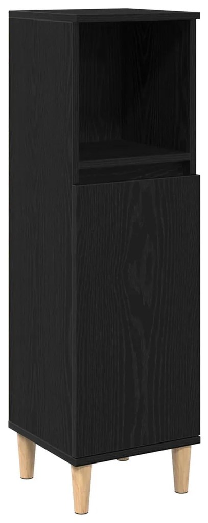Fürdőszoba Szekrény Fekete Tölgy 30x30x100 cm Mérnöki Fa