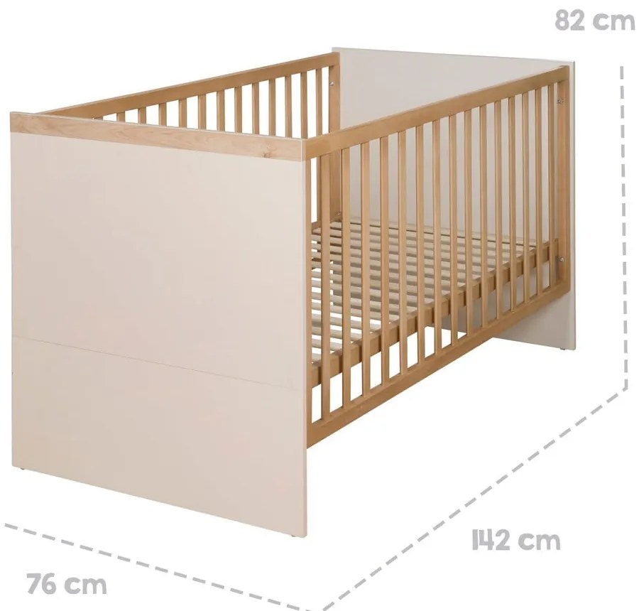 Bézs-natúr színű babaágy állítható magassággal 70x140 cm Jil – Roba