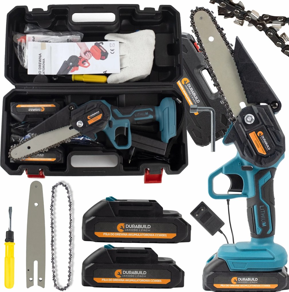 Akkumulátoros Láncfűrész Kerti Ágakhoz Ágfűrész 6" 2xAKU