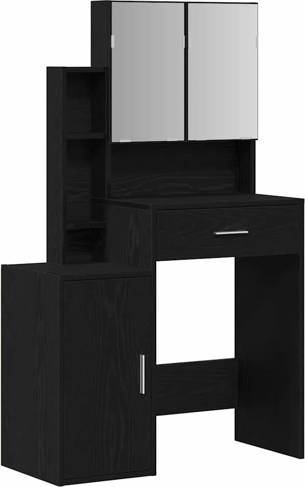 vidaXL Öltözködőasztal fiókkal Fekete tölgy 80 x 35 x 132 cm Faanyag