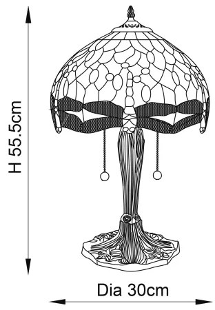 Endon 64090 - Asztali lámpa Tiffany DRAGONFLY 2xE27/60W/230V átmérő 30 cm