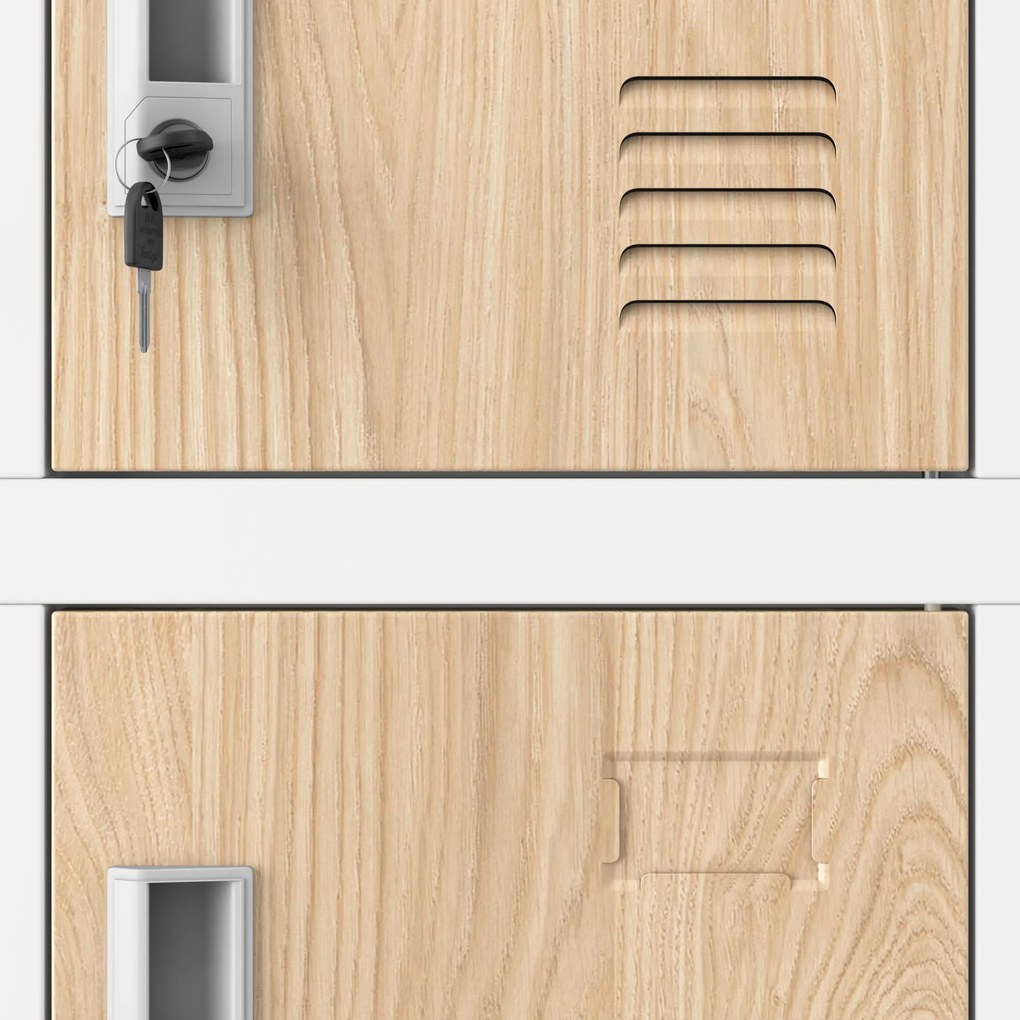 18 rekeszes személyzeti szekrény, fehér/sonoma tölgy, 900x1850x400 mm: KAROL Eco Design