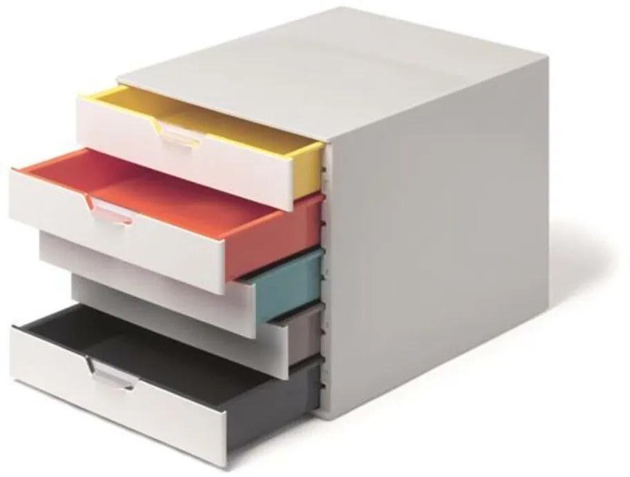 Irattároló, műanyag, 5 fiókos, DURABLE VARICOLOR® 5, fehér (DB762527)