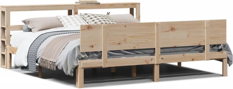 vidaXL tömör fenyőfa ágykeret fejtámlával 200 x 200 cm