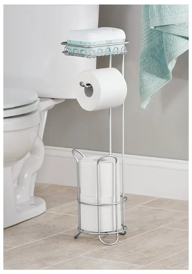 Acél WC-papír tartó állvány polccal - iDesign