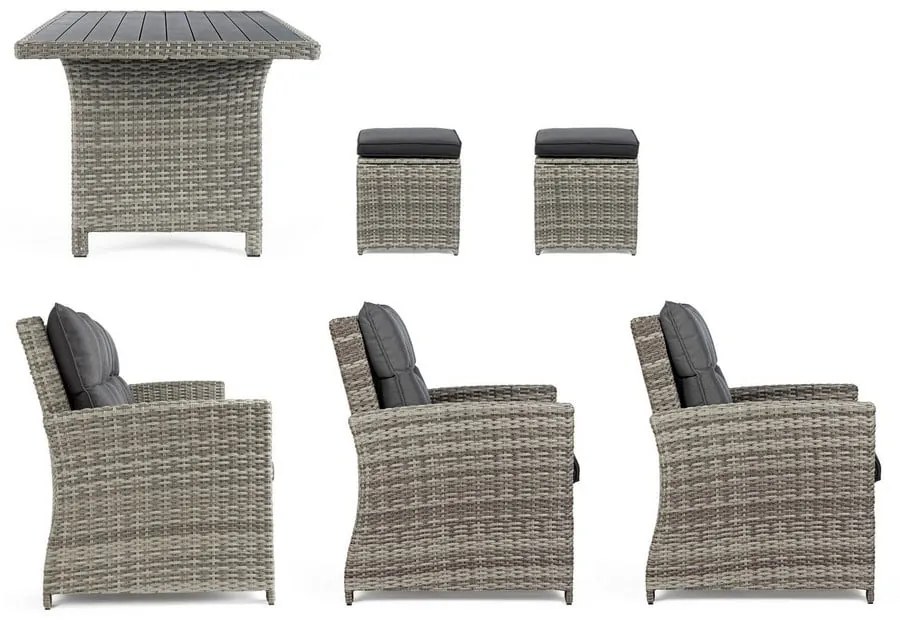 Szürke műrattan hatszemélyes kerti lounge szett Ariel – Bizzotto