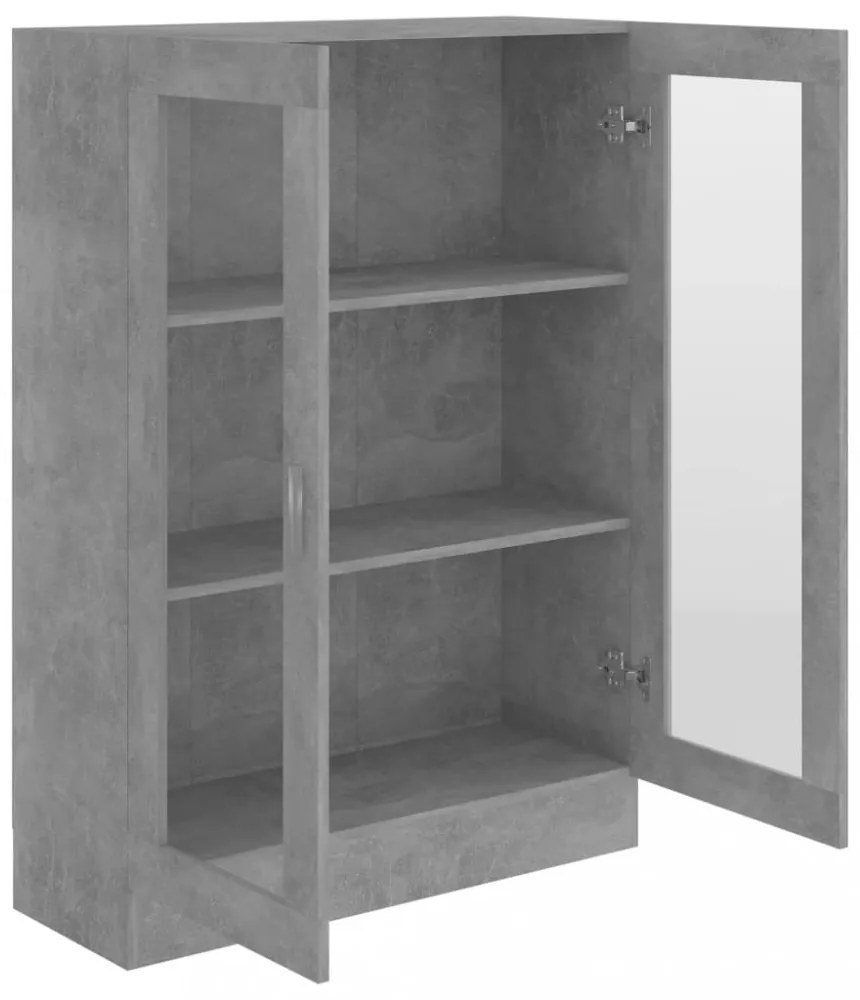 betonszürke szerelt fa vitrinszekrény 82,5 x 30,5 x 115 cm