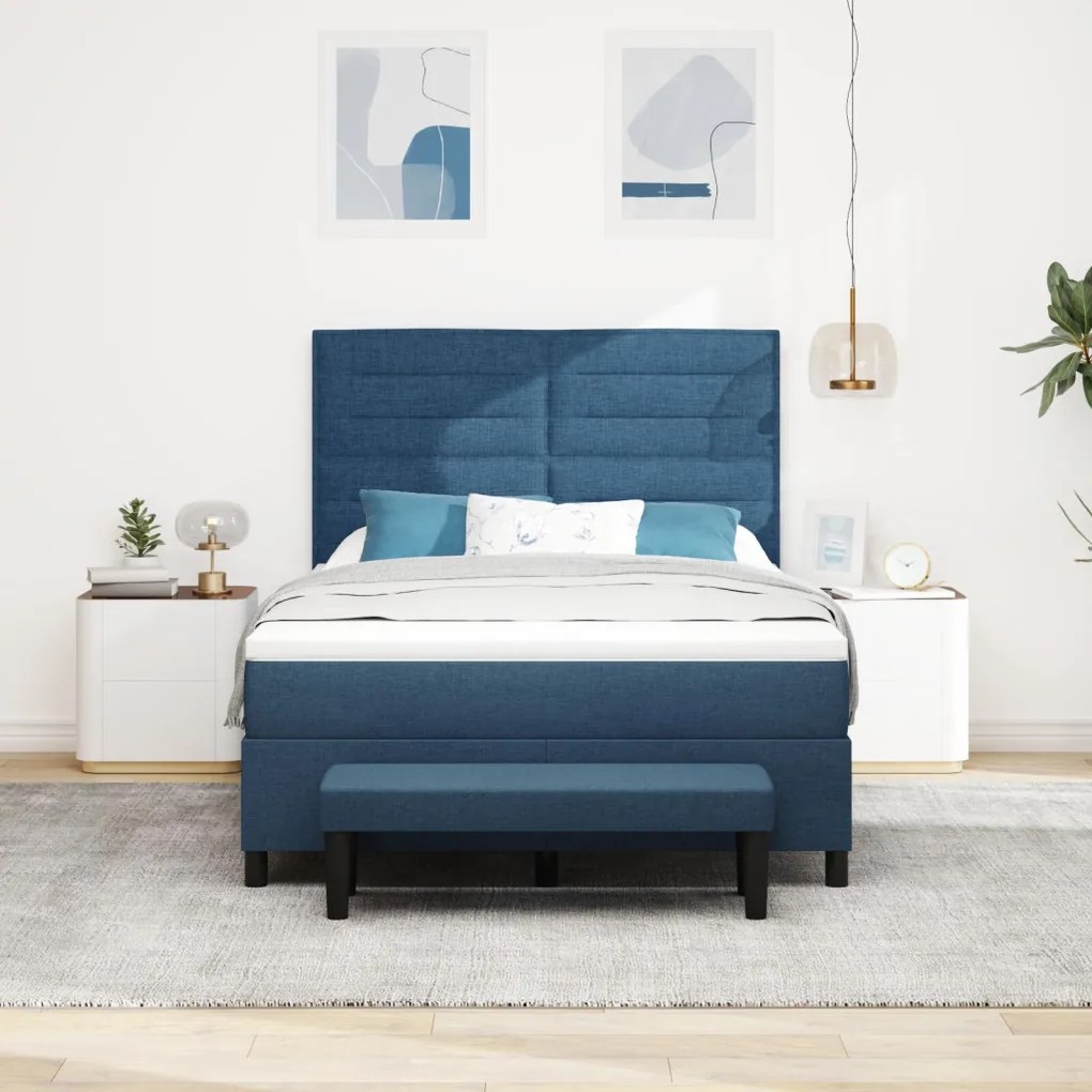 Box Spring Ágy Matraccal és Pad Fekete 160x200 cm Szövet