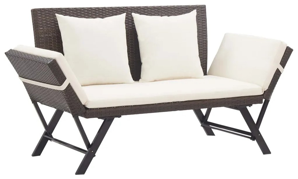 barna polyrattan kerti pad párnával 176 cm
