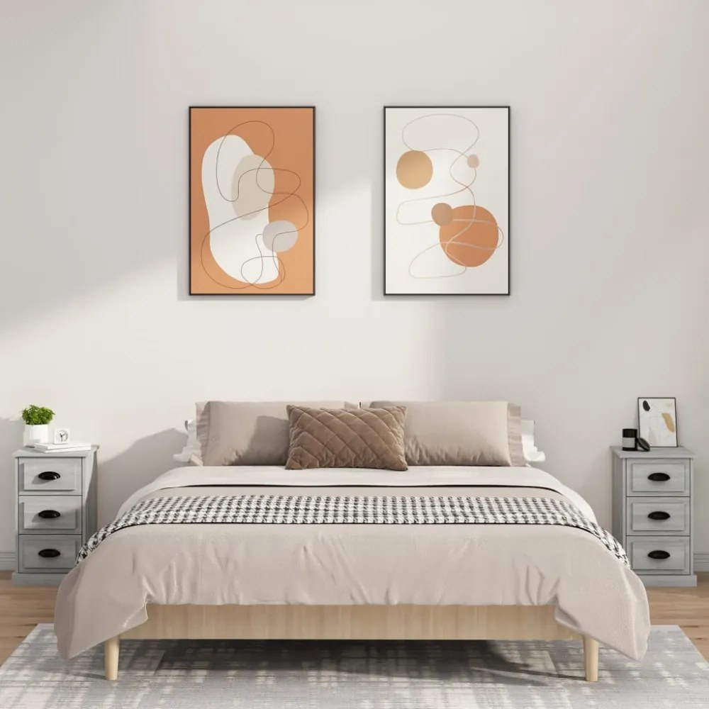 szürke sonoma színű szerelt fa éjjeliszekrény 39 x 39 x 67 cm