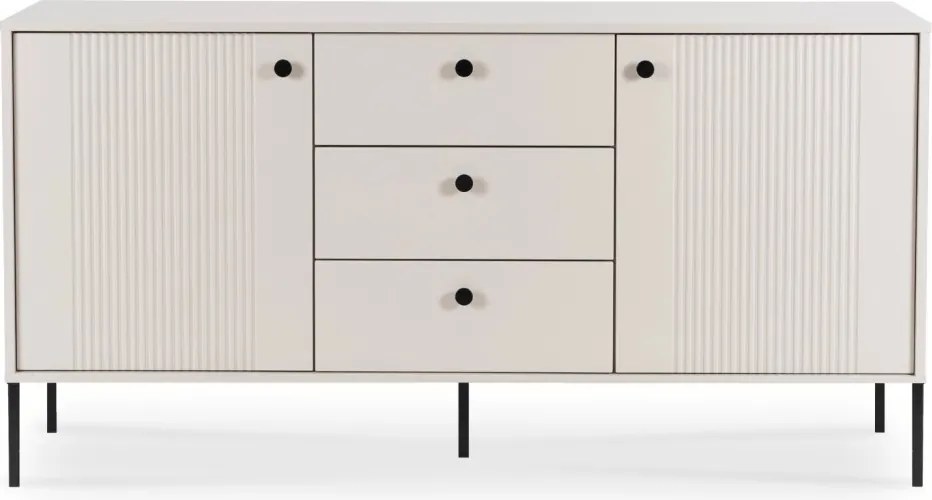 Kétajtós komód fiókokkal 154 cm kasmír színben bordázott fronttal – SOFT