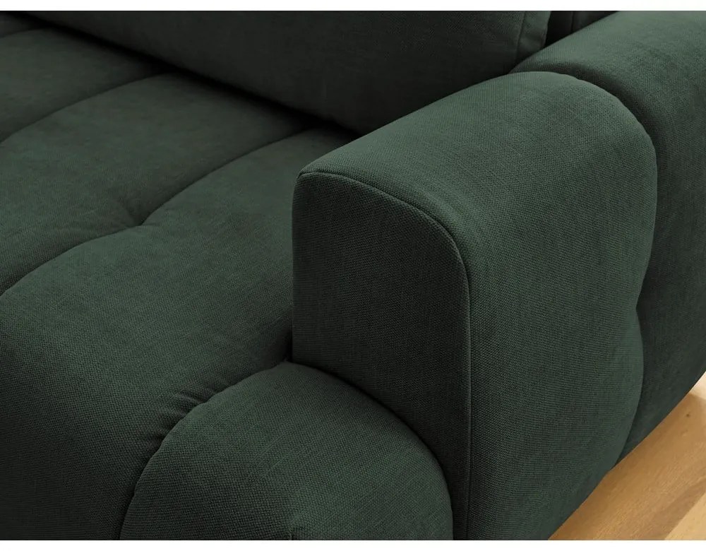 Zöld kinyitható-tárolóhelyes sarokkanapé (bal oldali-L alakú) Fuji – Bobochic Paris