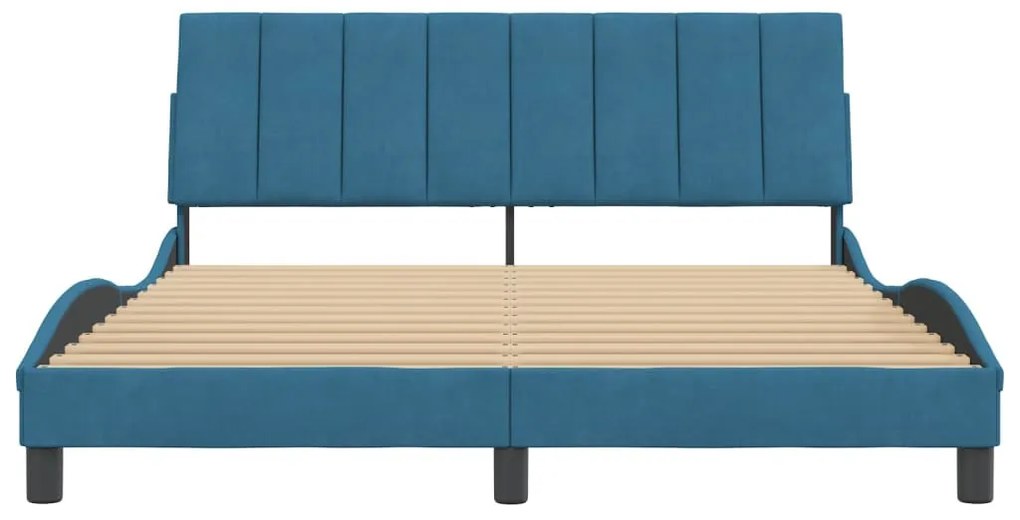 kék bársony ágykeret matrac nélkül Hanko 160 x 200 cm
