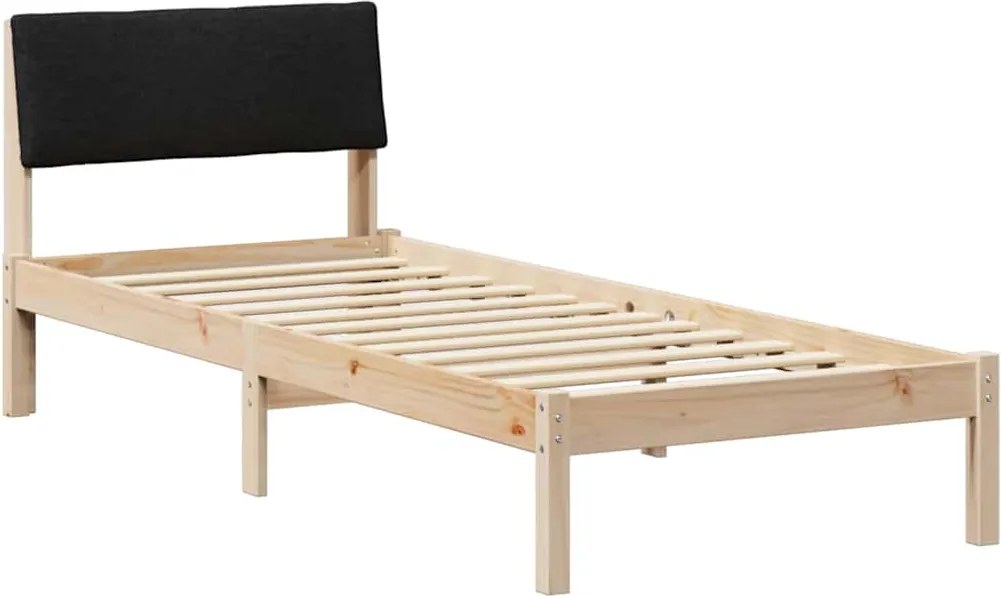 vidaXL Ágykeret fejtámlával Barna és fekete 80 x 200 cm Tömör fenyőfa