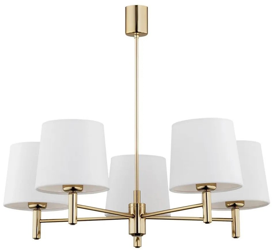 Argon 2106 - Csillár rúdon PONTE 5xE27/15W/230V sárgaréz/krém