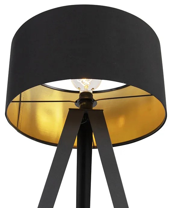 Állólámpa fekete fekete árnyékolóval és arany belsővel - Ilse