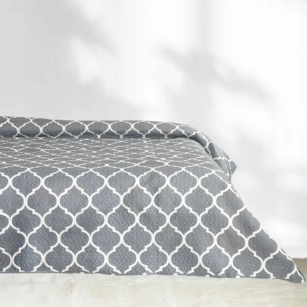 Kétoldalas Ágytakaró Tavira Pled Kapa Szürke Fehér 220x240 cm