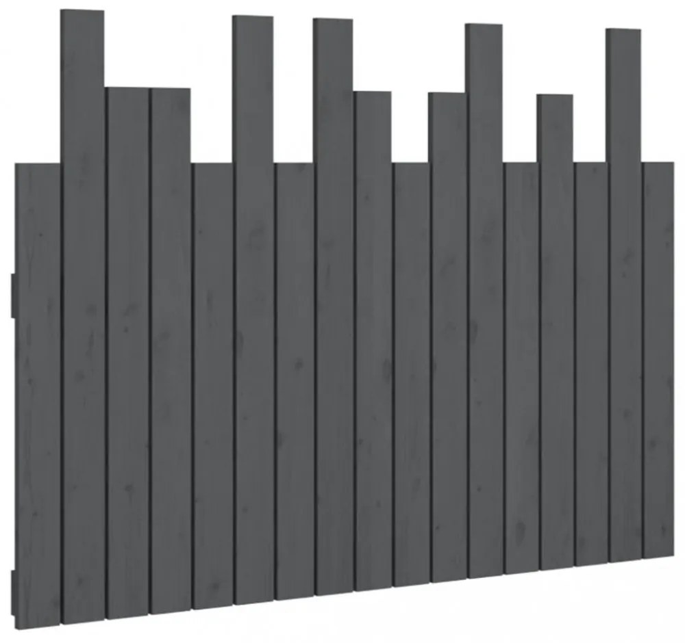szürke tömör fenyőfa fali fejtámla 108 x 3 x 80 cm
