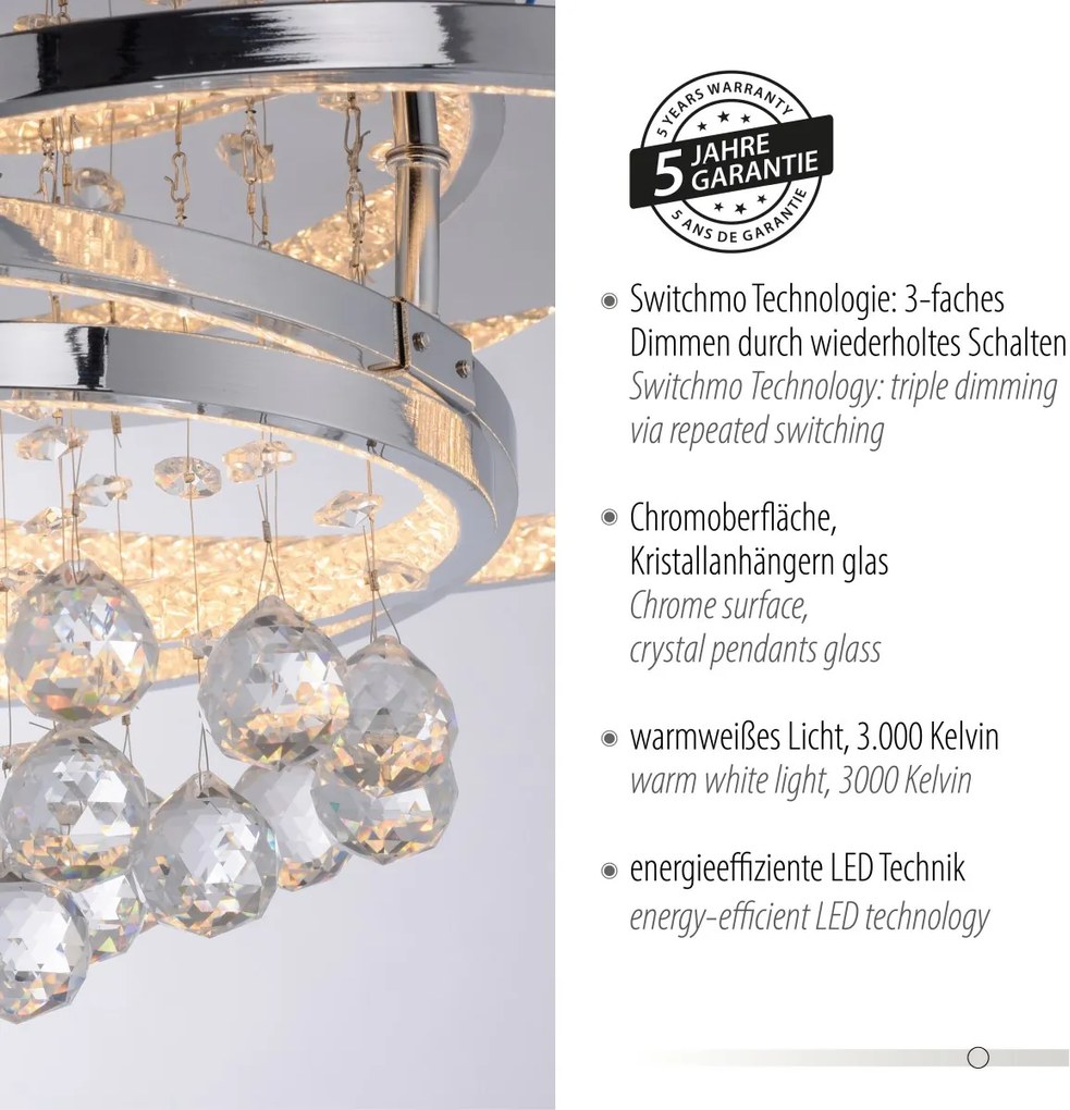 Paul Neuhaus glamour modern mennyezeti lámpa rotazo króm pln6267-17
