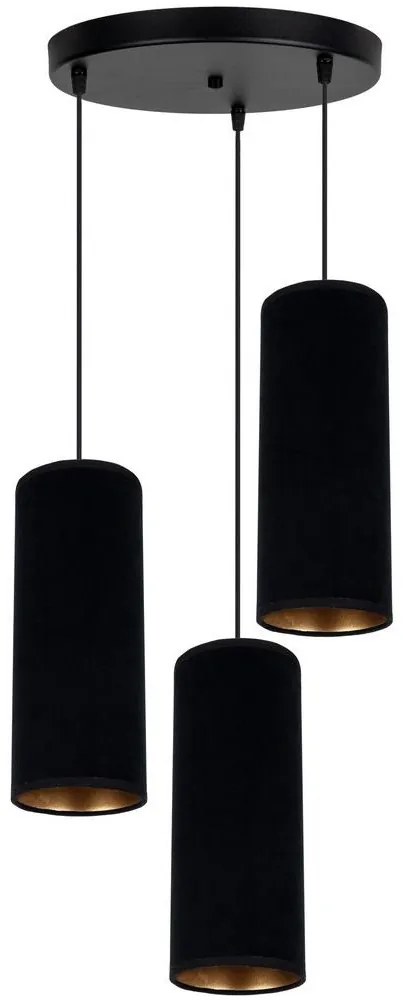 Csillár zsinóron AVALO 3xE27/60W/230V á. 35 cm fekete