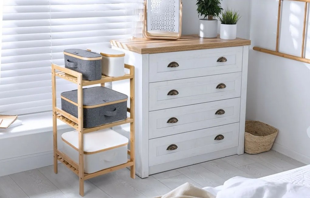 G21 tárolódoboz 30 x 15 x 15 cm, bambusz, fedéllel, bézs